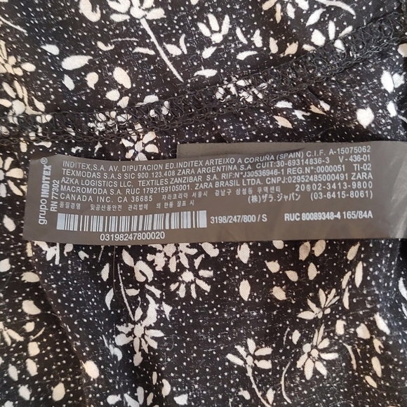 Zara Black & White Floral Peasant Style Midi Dress / Size Small - Picture 11 of 12